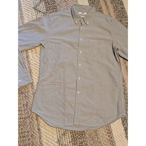 Uniqlo Slim Fit Oxford Shirt Mens Medium Grey Button Down Long Sleeve NOTES